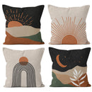 Geometric Sun & Moon Pattern Pillow Covers by Axyaa - Sofa, Bedroom, Car Decor