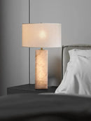 Axyaa Spanish Marble Table Lamp with Fabric Lampshade