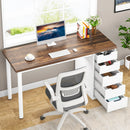 Axyaa Rustic Brown Computer Desk with 5 Drawers, 47" Home Office Study Laptop Desk