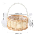 Axyaa Woven Flower Basket with Pearl Handle - Wedding Decor & Picnic Baskets