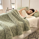 Axyaa Plush Fleece Throw Blanket for Sofa Bed - Warm Double Layer Plaid Blanket