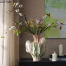 Axyaa Floral Vase Set Creative Ceramic Arrangement Table Decor Aesthetic Flowers Pot