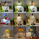 Axyaa Stained Glass Bedside Table Lamp Tiffany Art Decor for Bedroom Nightstand Lighting