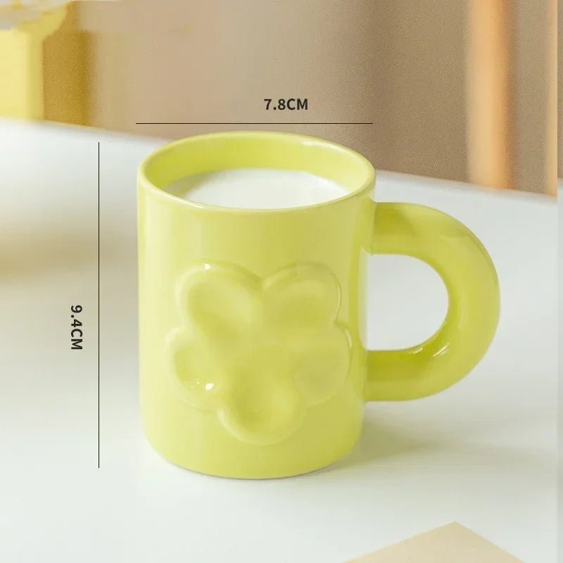 Axyaa Ceramic Mug Set - Breakfast Coffee Cup with Handle in Creative Design