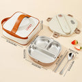 Axyaa Stainless Steel Divided Lunch Box Set with Cutlery