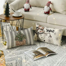 Axyaa Christmas Snowman Reindeer Pillow Case - Winter Holiday Striped Cushion Cover
