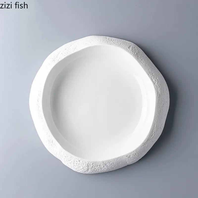 Axya Stone Pattern Ceramic Dinner Soup Salad Dessert Plates Set