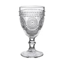 Axyaa Vintage Clear Embossed Goblet for Wine 10oz Stemware Glass Cup