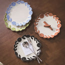 Axyaa Retro Flower Vine Ceramic Plate: High-end Steak Plate for Home & Restaurant