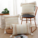 Axyaa Beige Cotton Tufted Woven Moroccan Cushion Cover 50x50cm