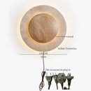 Axyaa Wabi Sabi LED Wall Lamp Circular Yellow Travertine Bedroom Bathroom Mirror Light