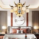 Axyaa Jade Chandelier: Chinese Style Duplex Copper Lamp for Villa Living Room