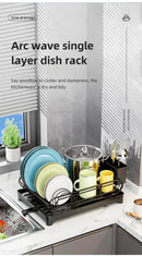 Axyaa Kitchen Countertop Storage Rack: Dish, Cutlery, Draining Tray, Knife, Fork, Cup Holder