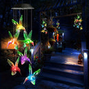 Solar-Powered Hummingbird Wind Chimes - LED Light - Outdoor Garden Decor by Axyaa