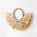 Axyaa Raffia Boho Wall Decor 30CM Round Handmade Tapestry