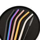 Axyaa Stainless Steel Bent Straw Set - Colorful Wide 12mm for Bubble Tea, Cocktails