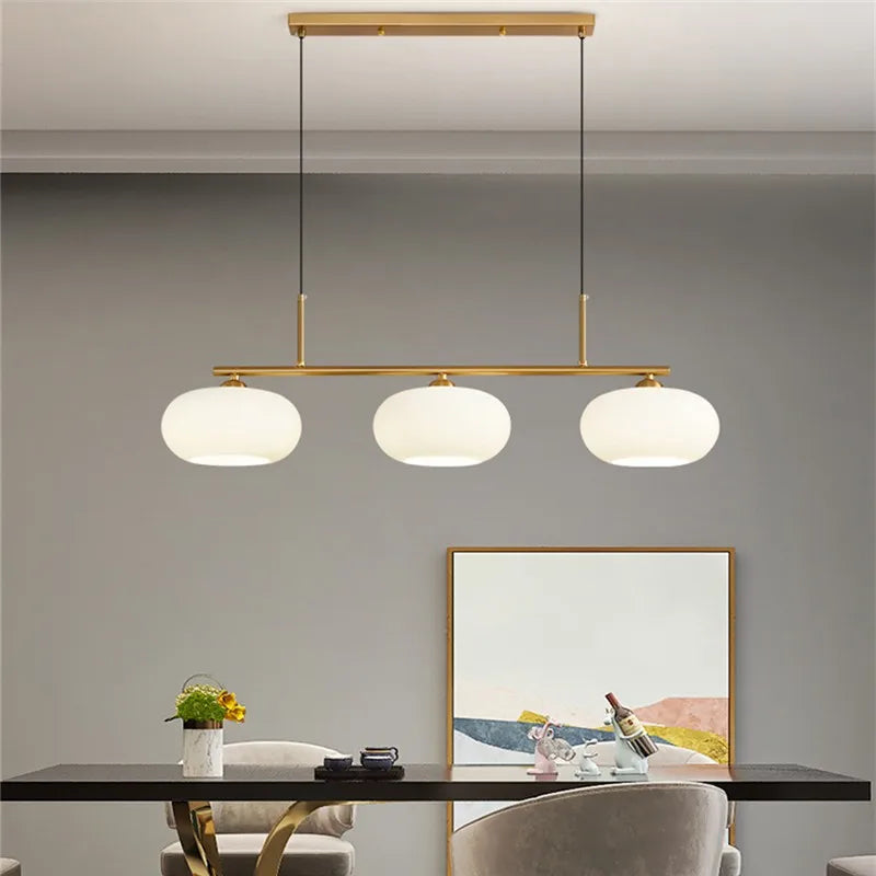 Axyaa Persimmon Pendant Light: Nordic LED Retro 3 Head Glass Lamp for Living Room