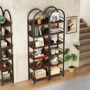 Axyaa 6-Tier Tall Arched Bookcase, Freestanding Narrow Corner Bookshelf Display Shelves