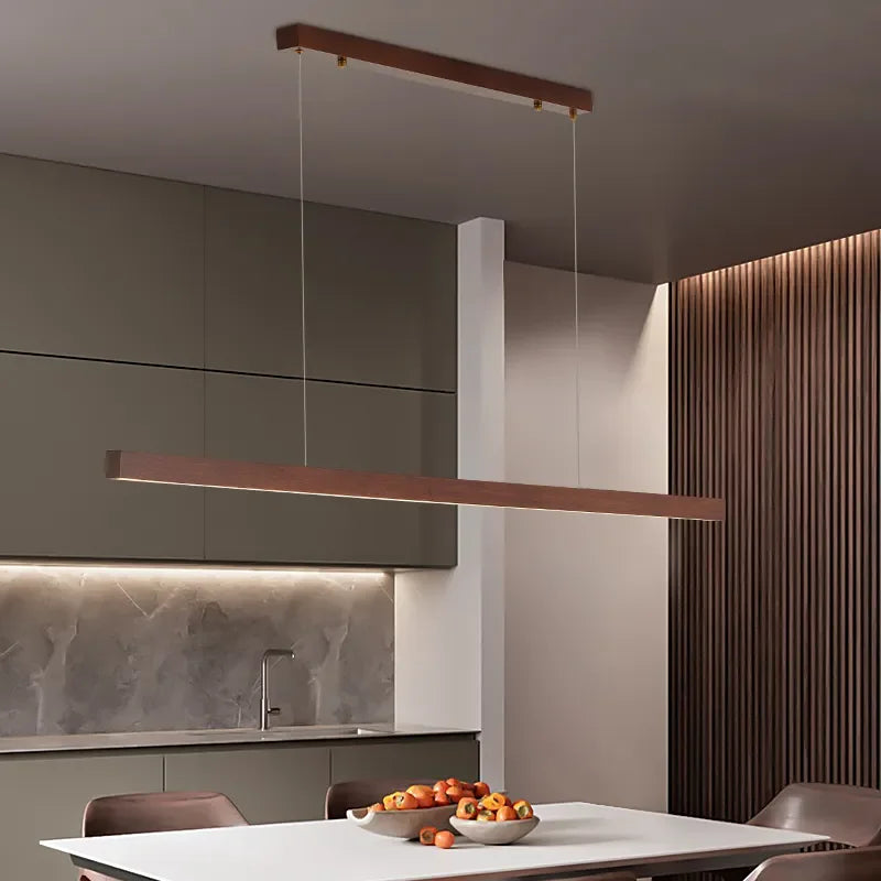 Axyaa Wooden Pendant Lamp with Remote Control Dimming - Elegant Kitchen Island Chandelier