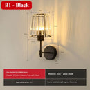 Axyaa Nordic Glass Wall Sconce Modern Lamp Black/Brass Bedside Entryway