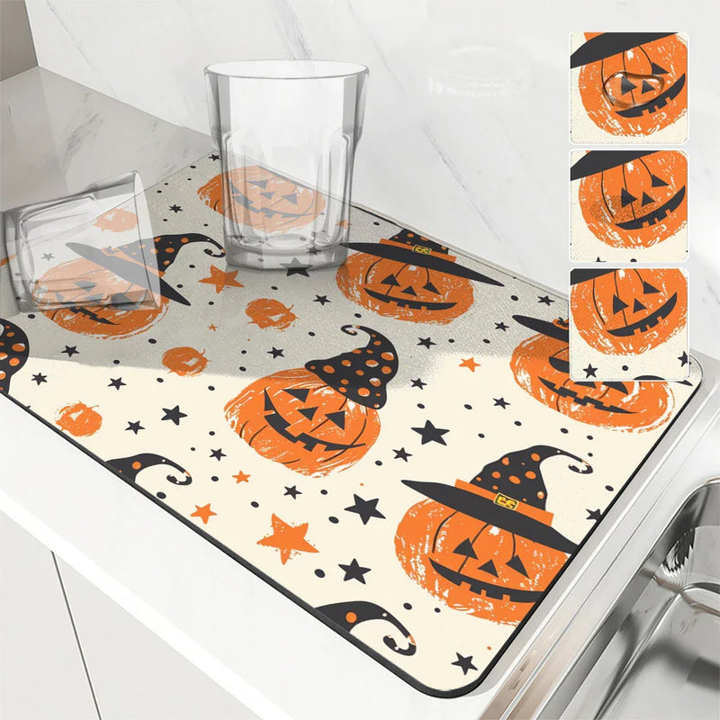 Axyaa Halloween Head Absorbent Drain Pad for Kitchen, Bathroom, and Tableware