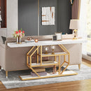 Axyaa 70.9" Gold Console Table with Storage - Modern 4 Tier Sofa Table