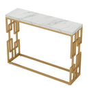 Axyaa White Faux Marble Sofa Table, Modern 42.5" Entryway Hallway Console Table