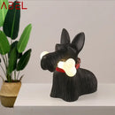 Axyaa Nordic Dog Table Lamp - Black Resin LED Desk Light