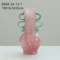 Axyaa Elegant Two-Tone Magnetic Clay Vase with Double Ear Design and Colorful Floral Pattern