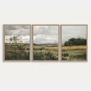 Country retro Wall Art Oil Painting, Sky Hetian Wild Scenery Canvas, Rustic Farmhouse Decor by Axyaa
