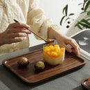 Axyaa Black Walnut Wood Tea Tray for Coffee Tea Desserts Storage Dinner Tray