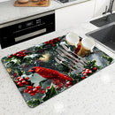 Axyaa Christmas Berry Kitchen Mat - Absorbent & Antiskid Draining Pad