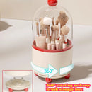 Axyaa Rotating Makeup Brush Holder with Cover - Large Dustproof Cosmetic Storage Rack