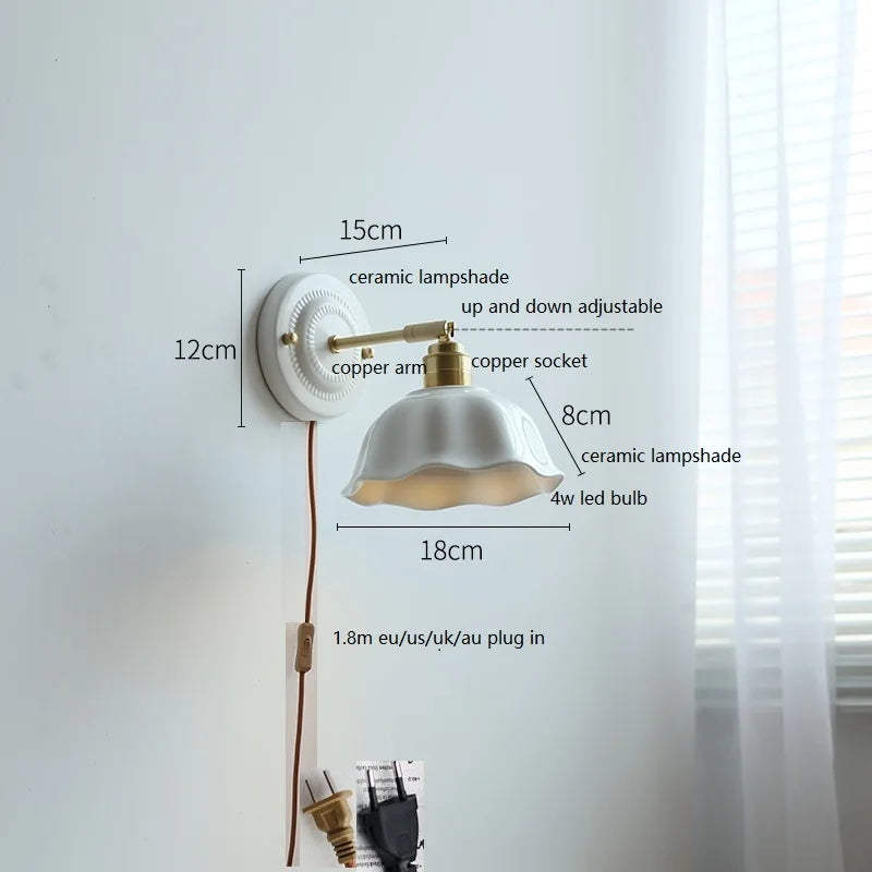 Axyaa Ceramic Wall Lamp LED Bathroom Mirror Stair Light Nordic Wandlamp