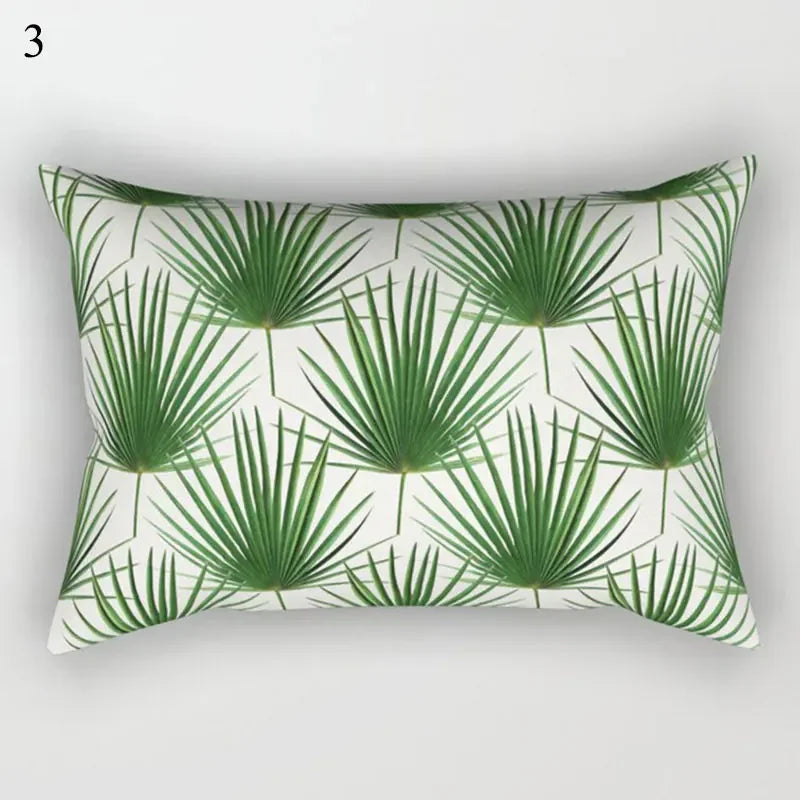 Tropical Green Plant Decor Throw Pillow Cover by Axyaa for Modern Bohemian Style