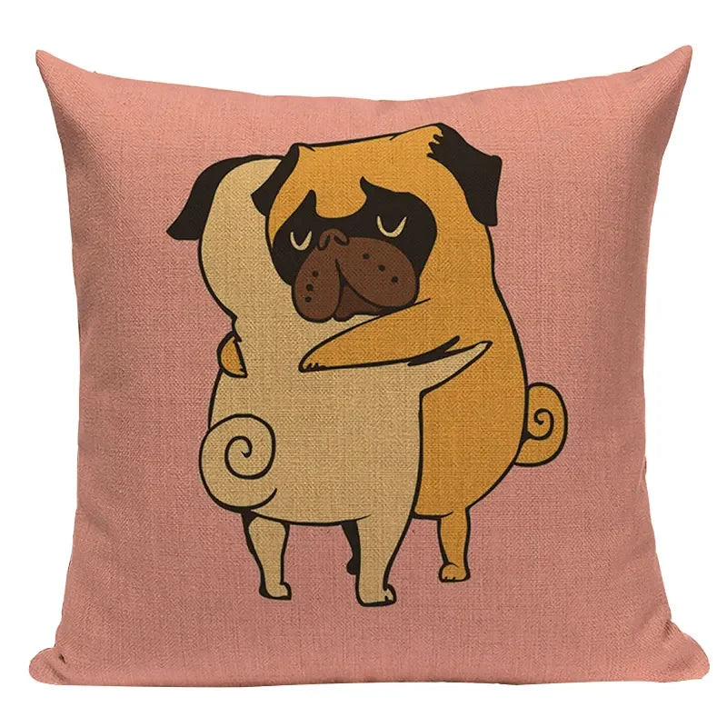 Axyaa Love Pug Dog Cushion Cover Sleep Dog Throw Pillow Case