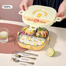 Axyaa 304 Stainless Steel Divided Lunch Box with Cutlery & Leakproof Design