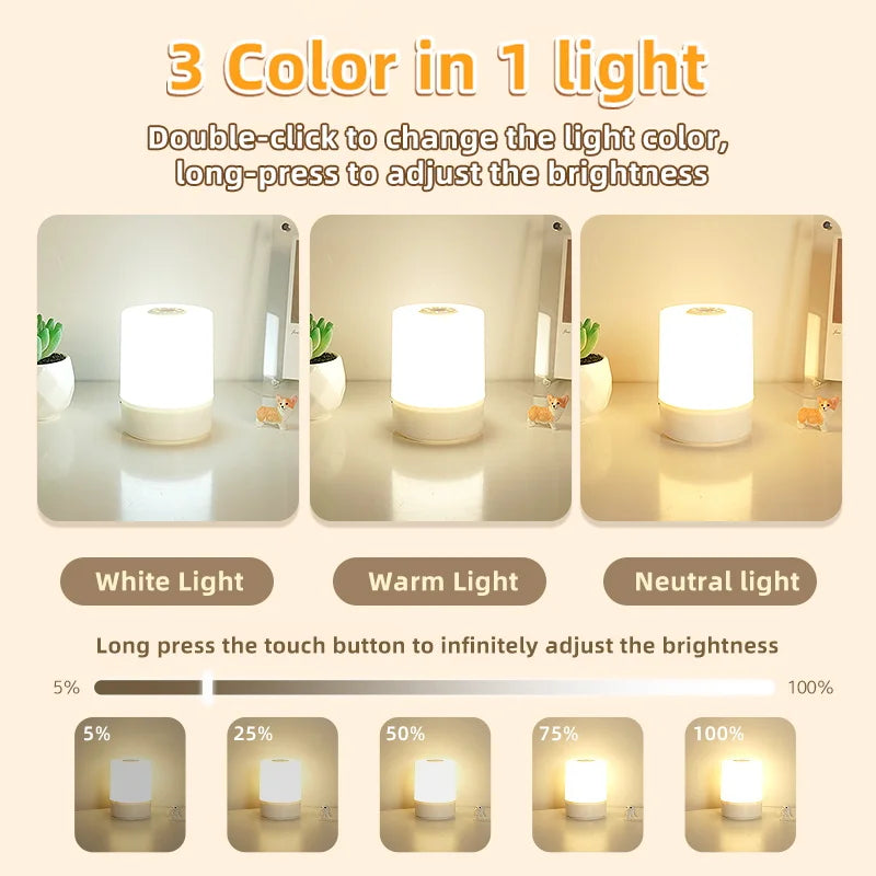 Axyaa USB LED Table Night Lamp Rechargeable Touch Light for Home Bedrooms