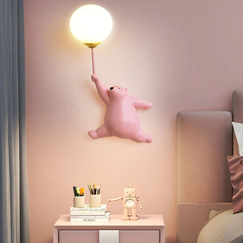 Axyaa Bear Wall Lamp for Kids Bedroom with 3D Moon Lighting