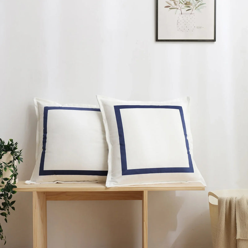 Axyaa Velvet Cushion Cover, Black Blue Square, Soft Home Decor Pillow Case, 45x45cm