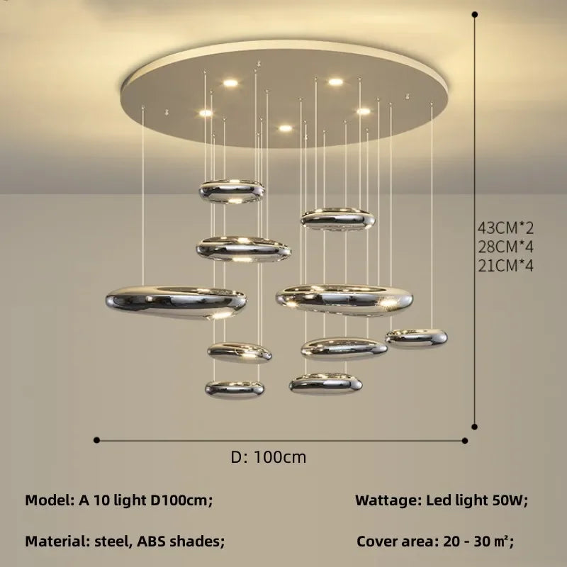 Axyaa Nordic Minimalist LED Stair Chandelier for Home, Villa, Hotel - Dimmable Luminaires