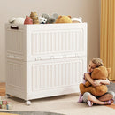 Axyaa 75cm Large Capacity Foldable Toy Storage Box with Wheels, White