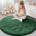 Axyaa Plush Round Carpets: Non-Slip, Washable Rugs for Living Room & Bedroom
