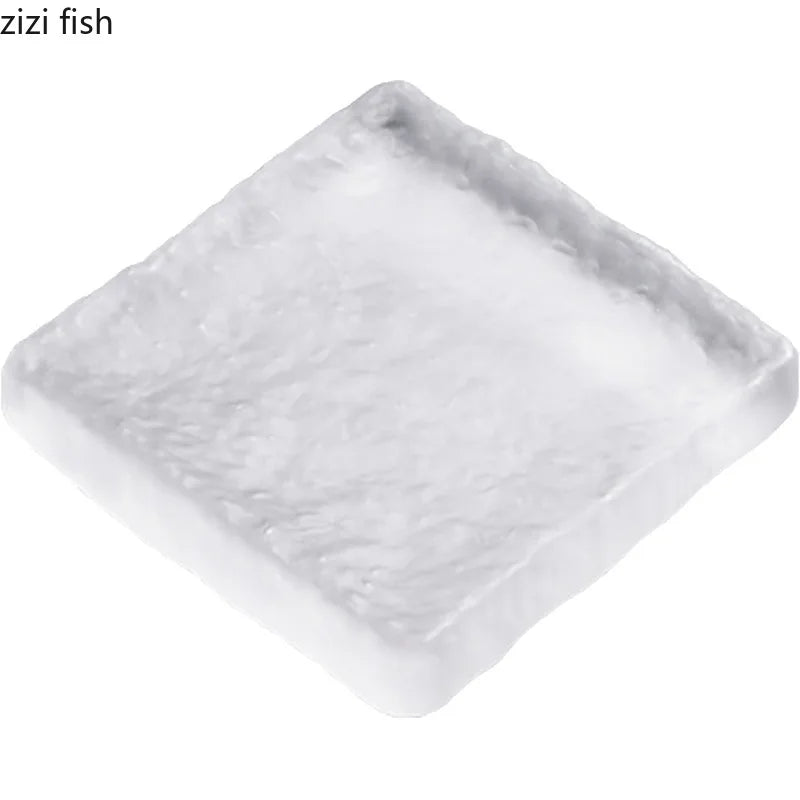 Axya Frosted Glass Tray for Tea Pot Mat Fruit Cake Dessert Storage