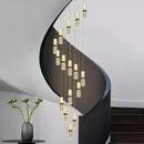 Axyaa Crystal Chandelier Stair Pendant Living Room Light Modern Interior Lighting