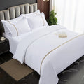 Axyaa Hotel Four-Piece White Quilt Set - 140g Twill Thickened Pure Linen