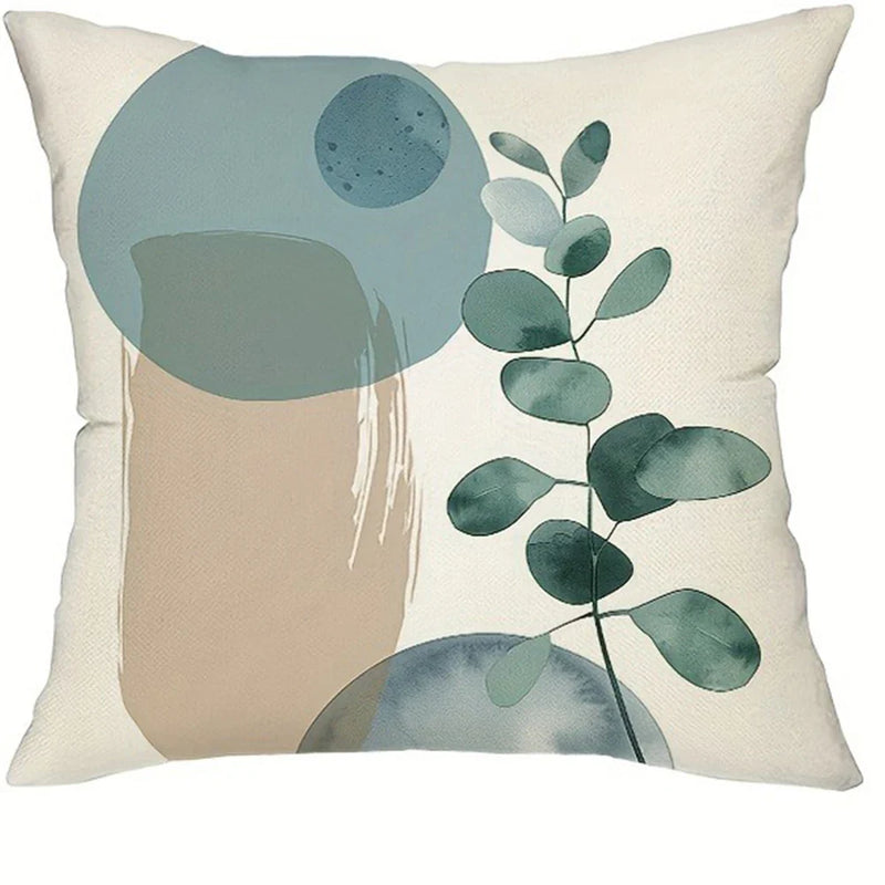 Light Blue Geometric Leaf Pattern Pillowcase for Bohemian Home Decor by Axyaa