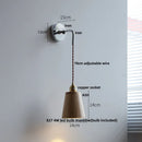 Axyaa Ash Wood LED Wall Light with Pull Chain Switch, Japanese Style Bedside Lamp