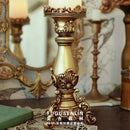 Axyaa Gold Fern Pattern Resin Candlestick Sculpture - Vintage European French Design