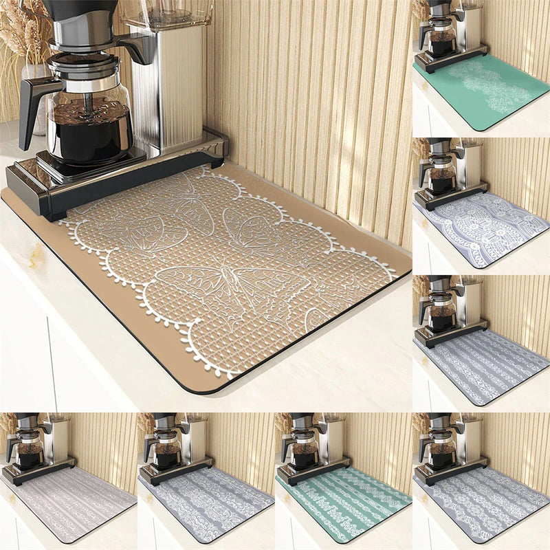Axyaa Stripe Print Kitchen Drying Mat - Stylish & Absorbent Bar Decoration and Mouse Pad